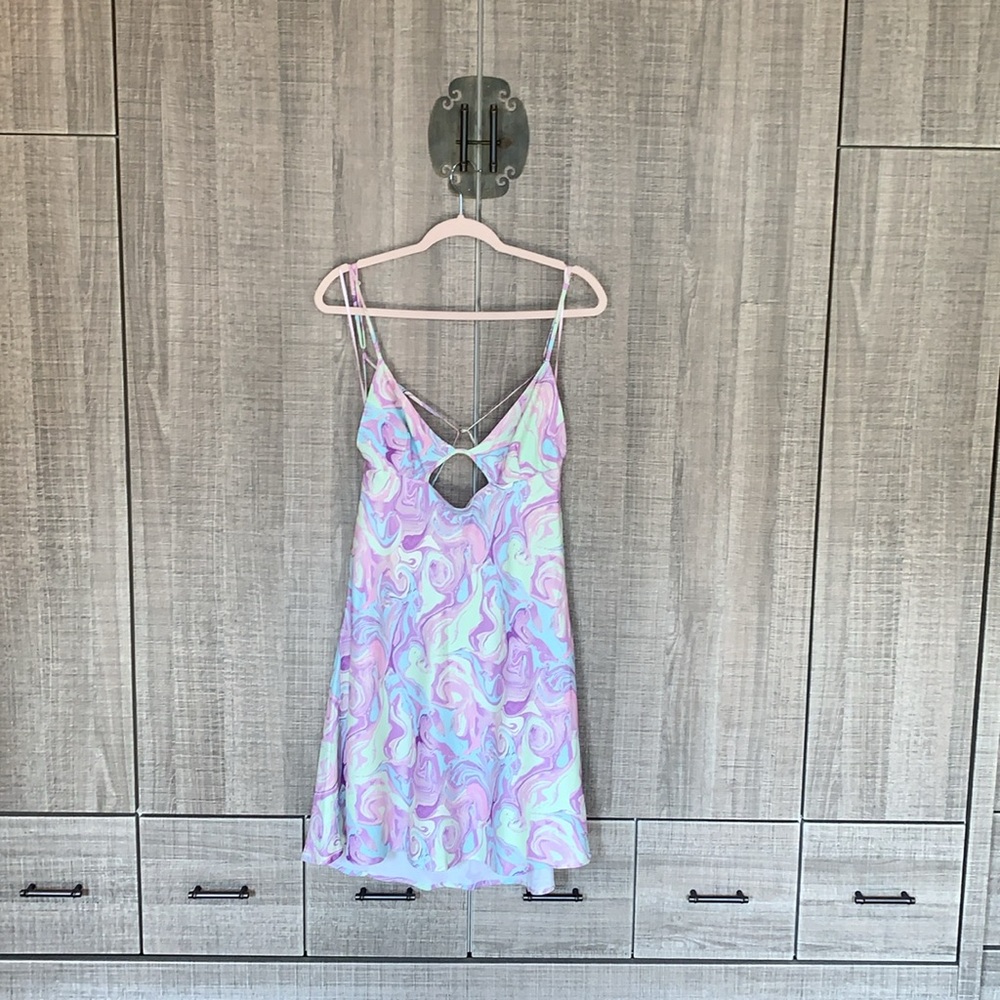 Zara Marble Print Cut Out Mini Dress - Picture 4 of 17